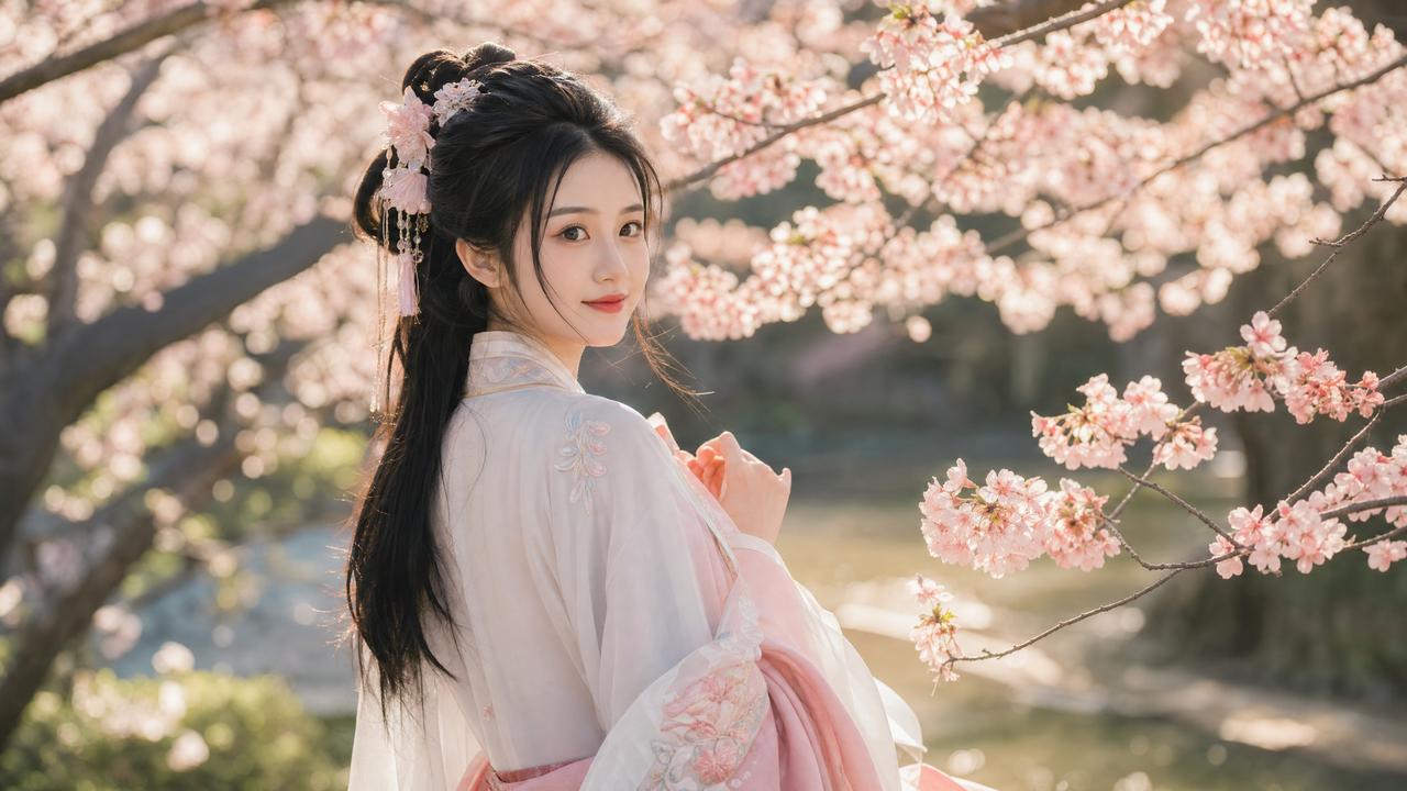 网红主播-网红主播传媒演示：春日汉服写真·古风与樱花的邂逅